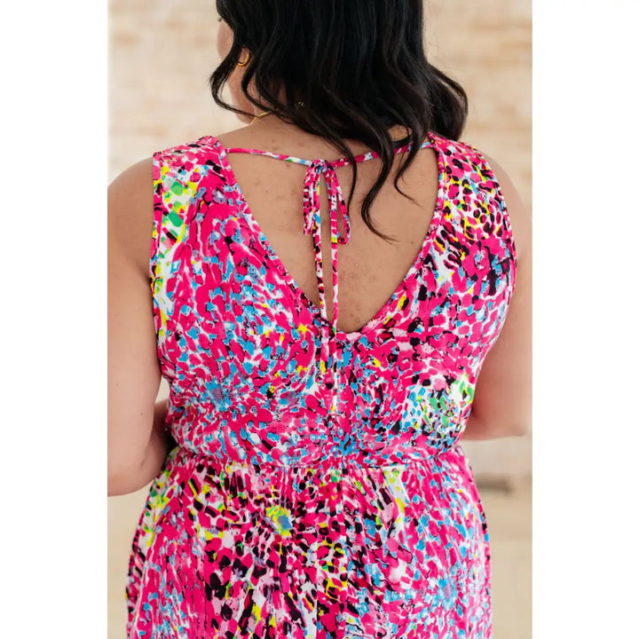 Bless Your Heart V-Neck Dress in Neon Fuchsia - Dresses