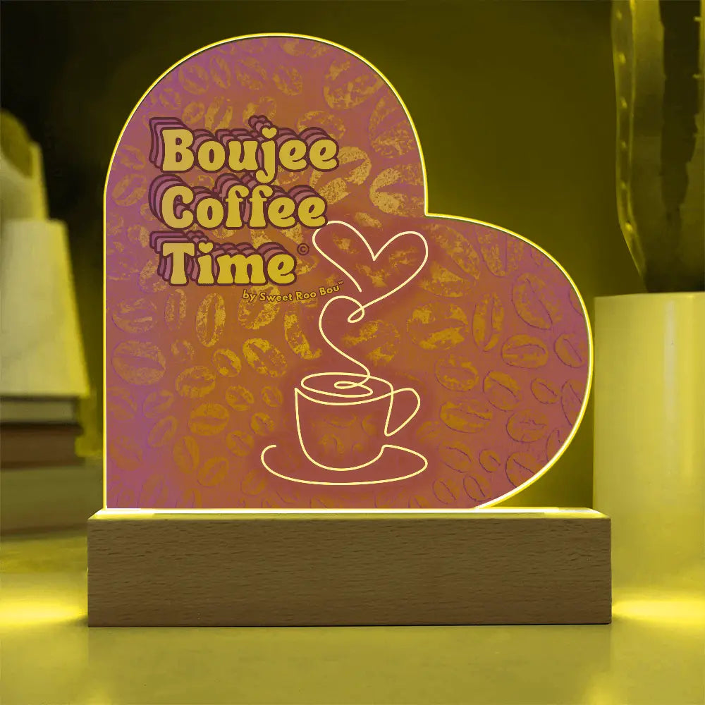 Light up your coffee bar with our Boujee Coffee Time LED acrylic heart plaque. A neon chic gift for lovers besties