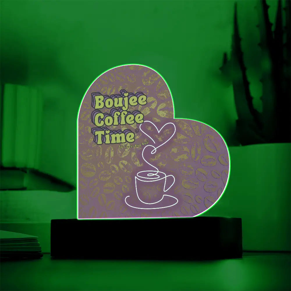 Light up your coffee bar with our Boujee Coffee Time LED acrylic heart plaque. A neon chic gift for lovers besties