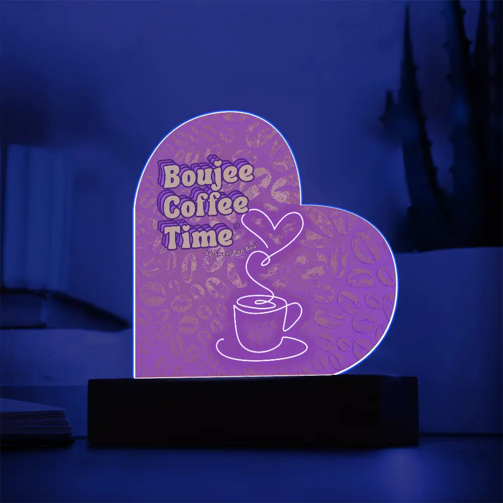 Light up your coffee bar with our Boujee Coffee Time LED acrylic heart plaque. A neon chic gift for lovers besties