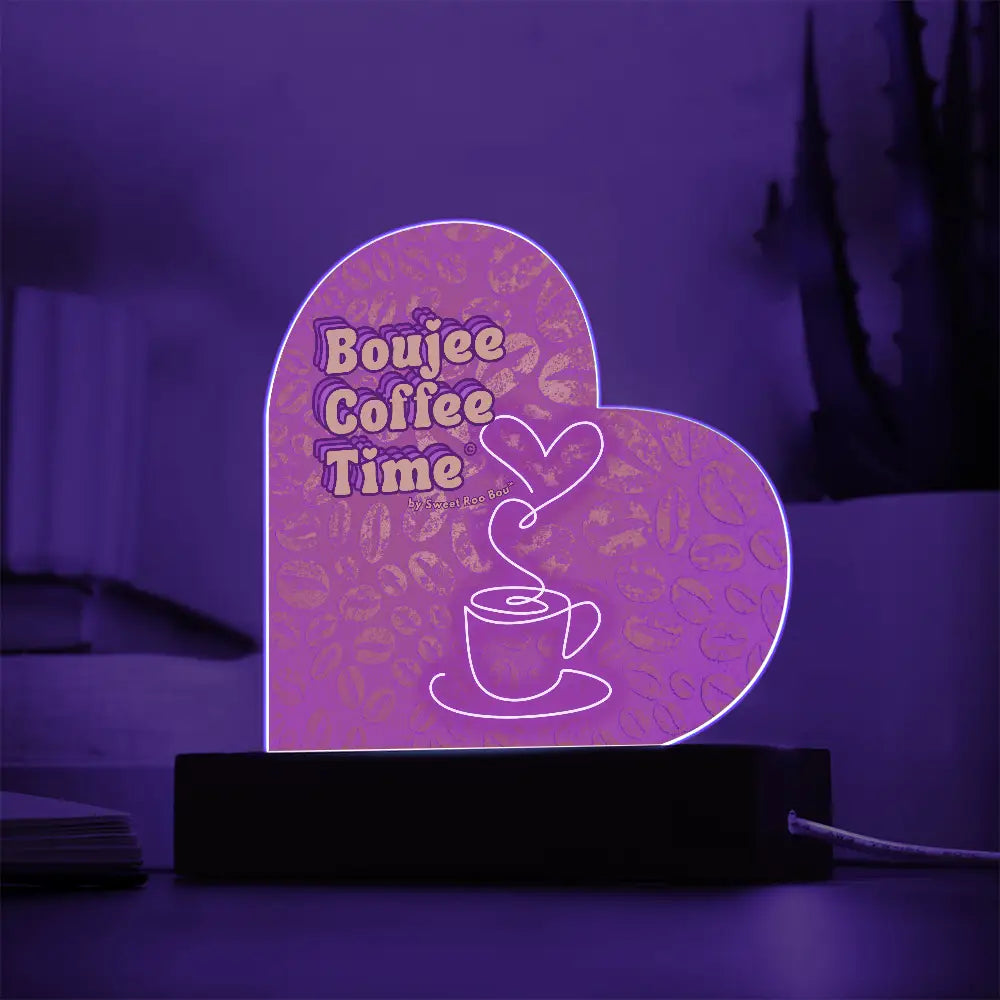 Light up your coffee bar with our Boujee Coffee Time LED acrylic heart plaque. A neon chic gift for lovers besties
