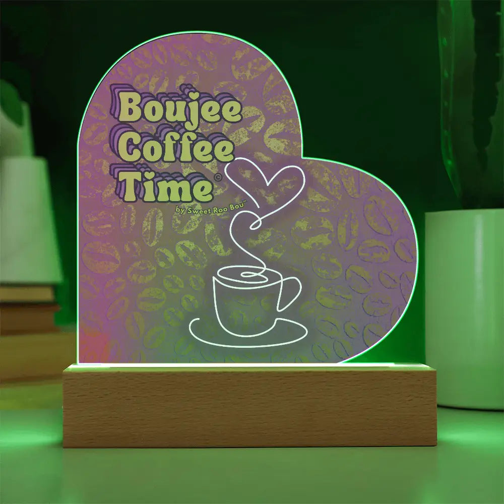 Light up your coffee bar with our Boujee Coffee Time LED acrylic heart plaque. A neon chic gift for lovers besties