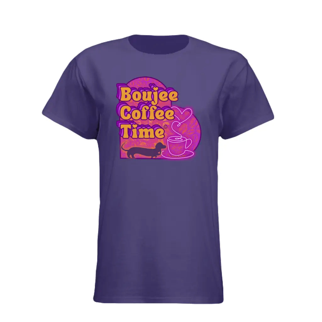 The Boujee Coffee Time© Crew Neck Ladies Tee by Sweet Roo Bou features Roxy in a boutique design made for coffee