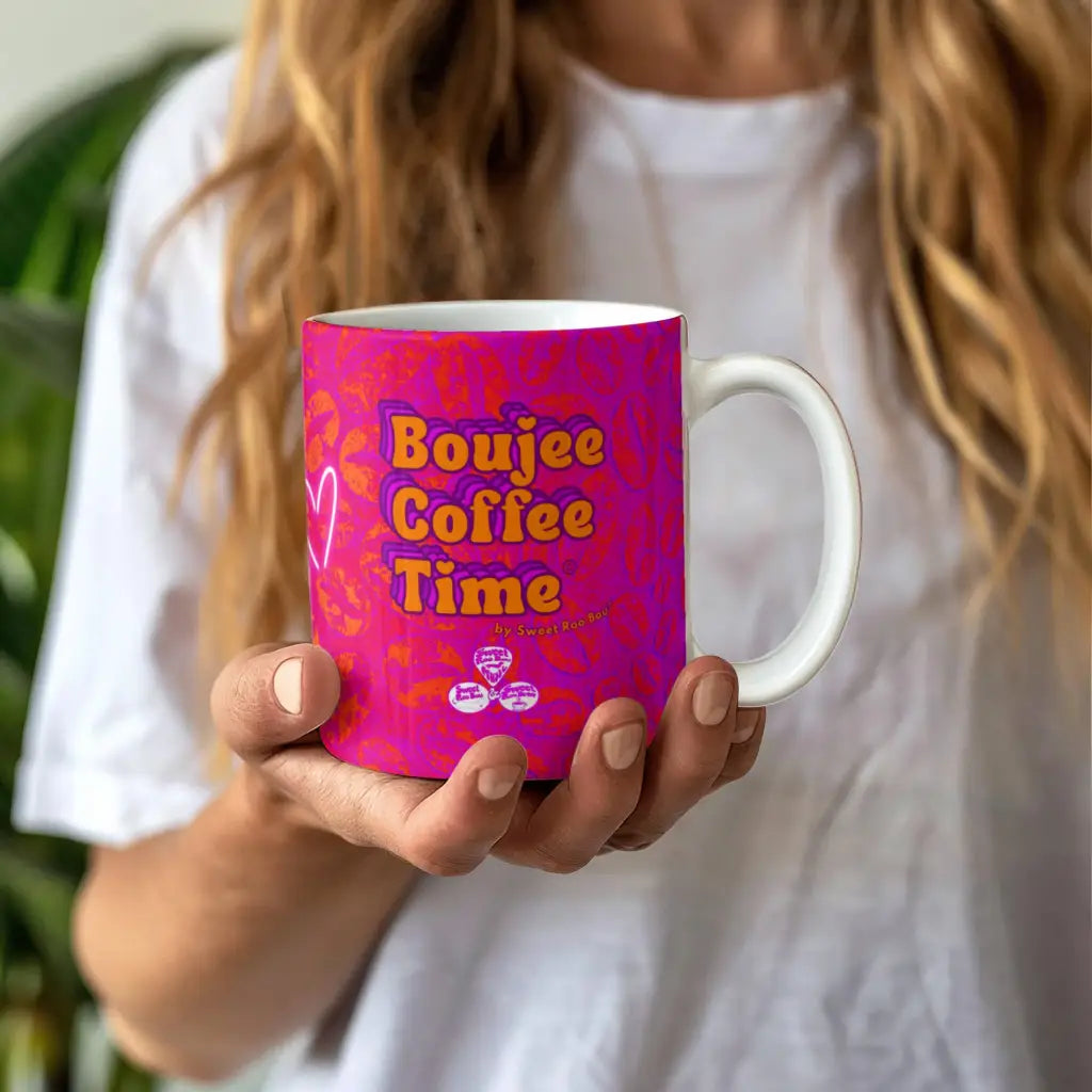 Gift glam with our Boujee Coffee Time© neon coffee mug. A bold boutique pick for lovers creatives and confidence