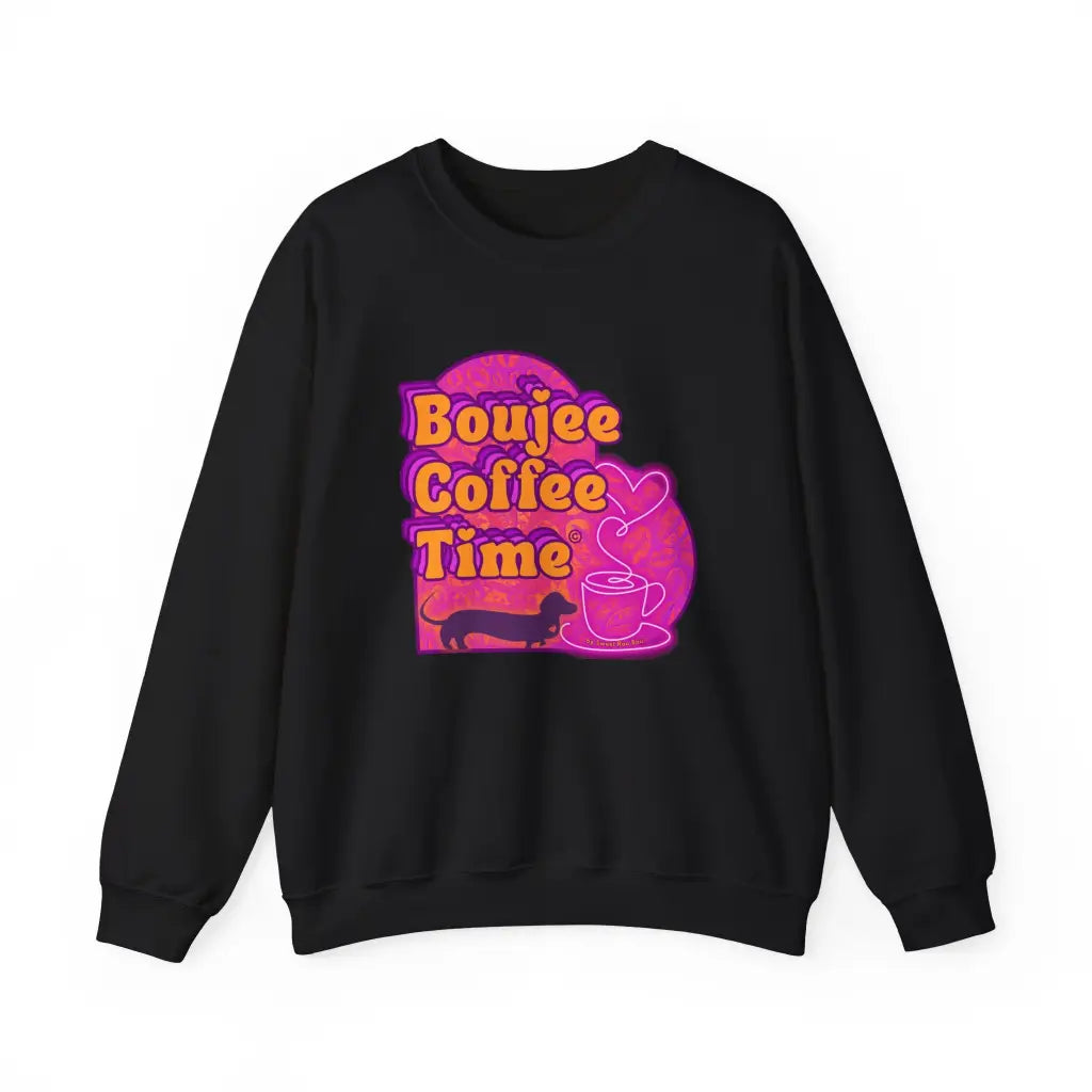 Cozy up in style with the Boujee Coffee Time sweatshirt. Available Ash Black Light Pink and Sport Gray perfect