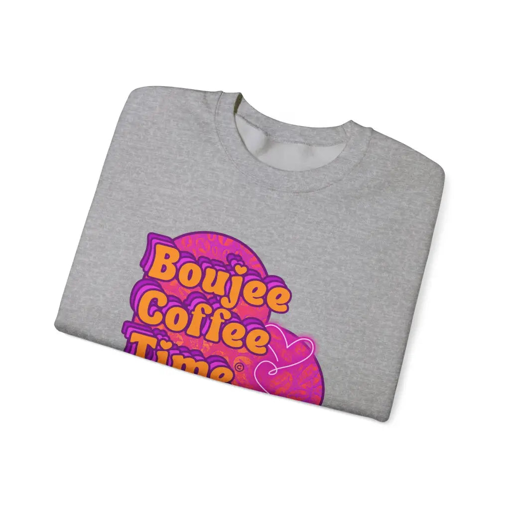 Cozy up in style with the Boujee Coffee Time sweatshirt. Available Ash Black Light Pink and Sport Gray perfect