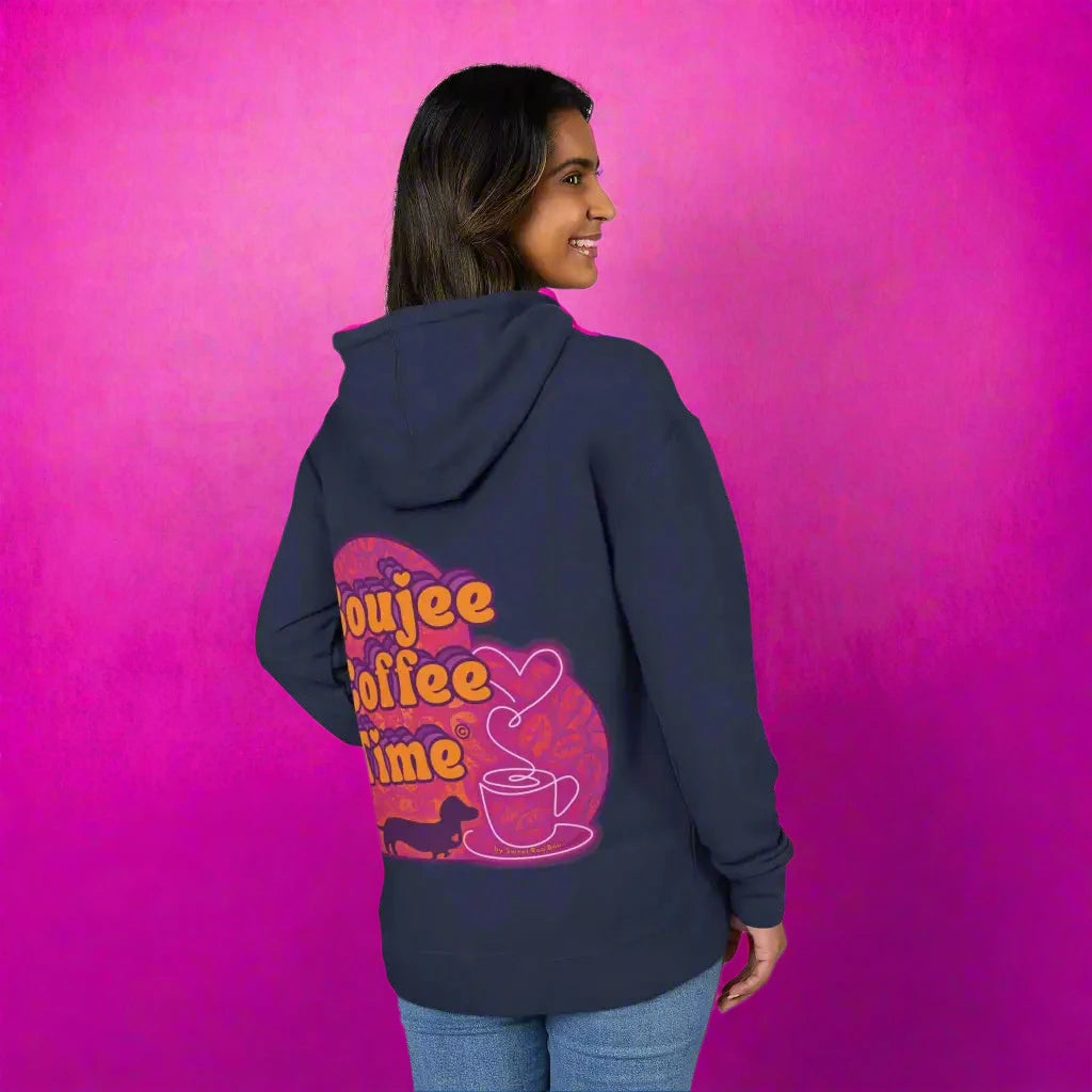 Cozy unisex French terry hoodie with bold coffee graphics. Available in sizes XS to 3XL for every Boujee Coffee lover’s