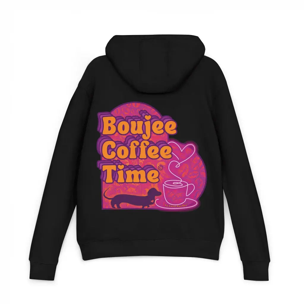 Cozy unisex French terry hoodie with bold coffee graphics. Available in sizes XS to 3XL for every Boujee Coffee lover’s