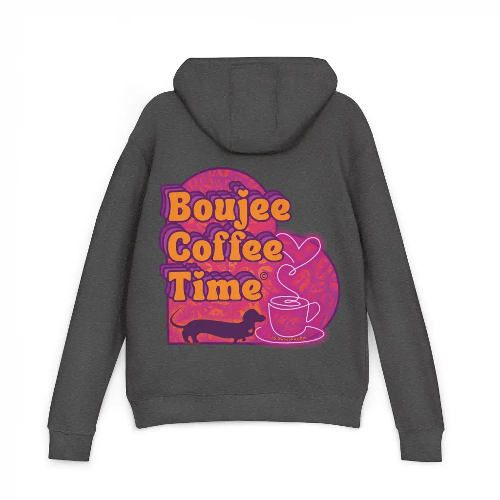 Cozy unisex French terry hoodie with bold coffee graphics. Available in sizes XS to 3XL for every Boujee Coffee lover’s