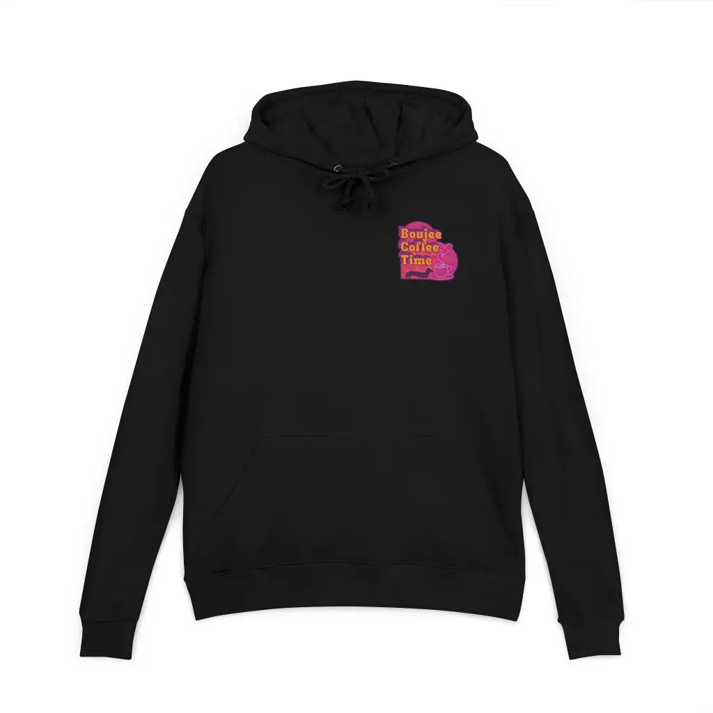 Cozy unisex French terry hoodie with bold coffee graphics. Available in sizes XS to 3XL for every Boujee Coffee lover’s