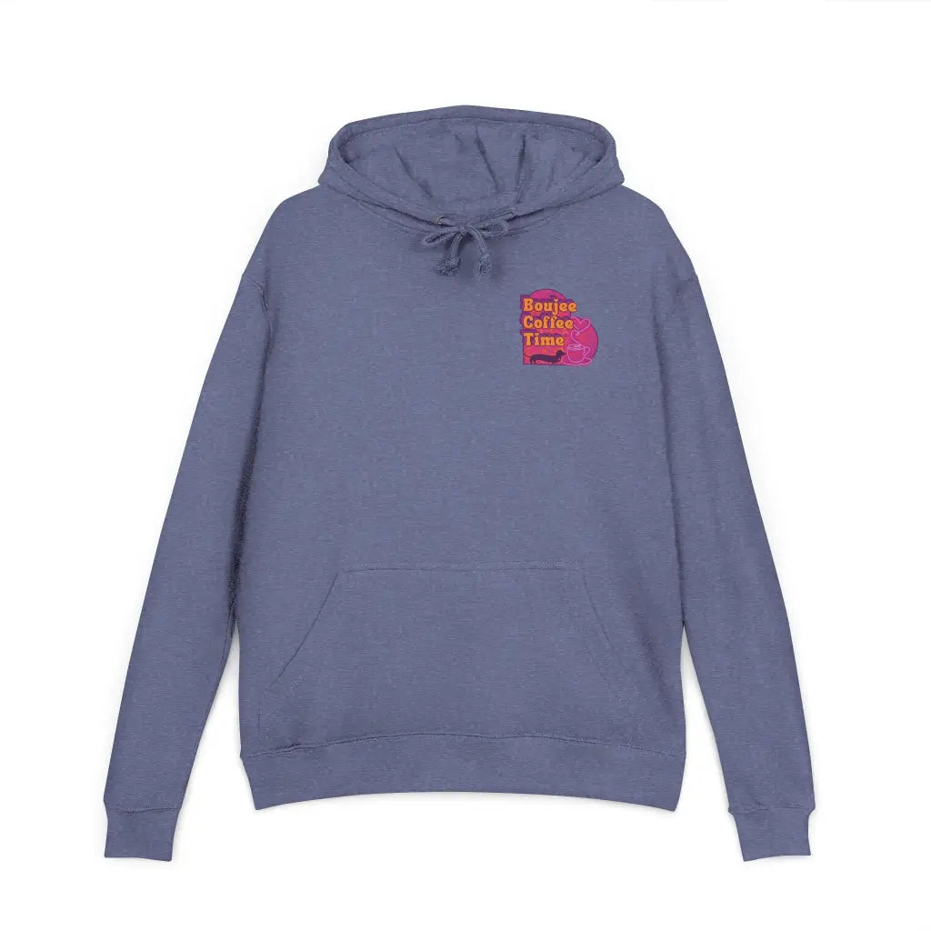 Cozy unisex French terry hoodie with bold coffee graphics. Available in sizes XS to 3XL for every Boujee Coffee lover’s