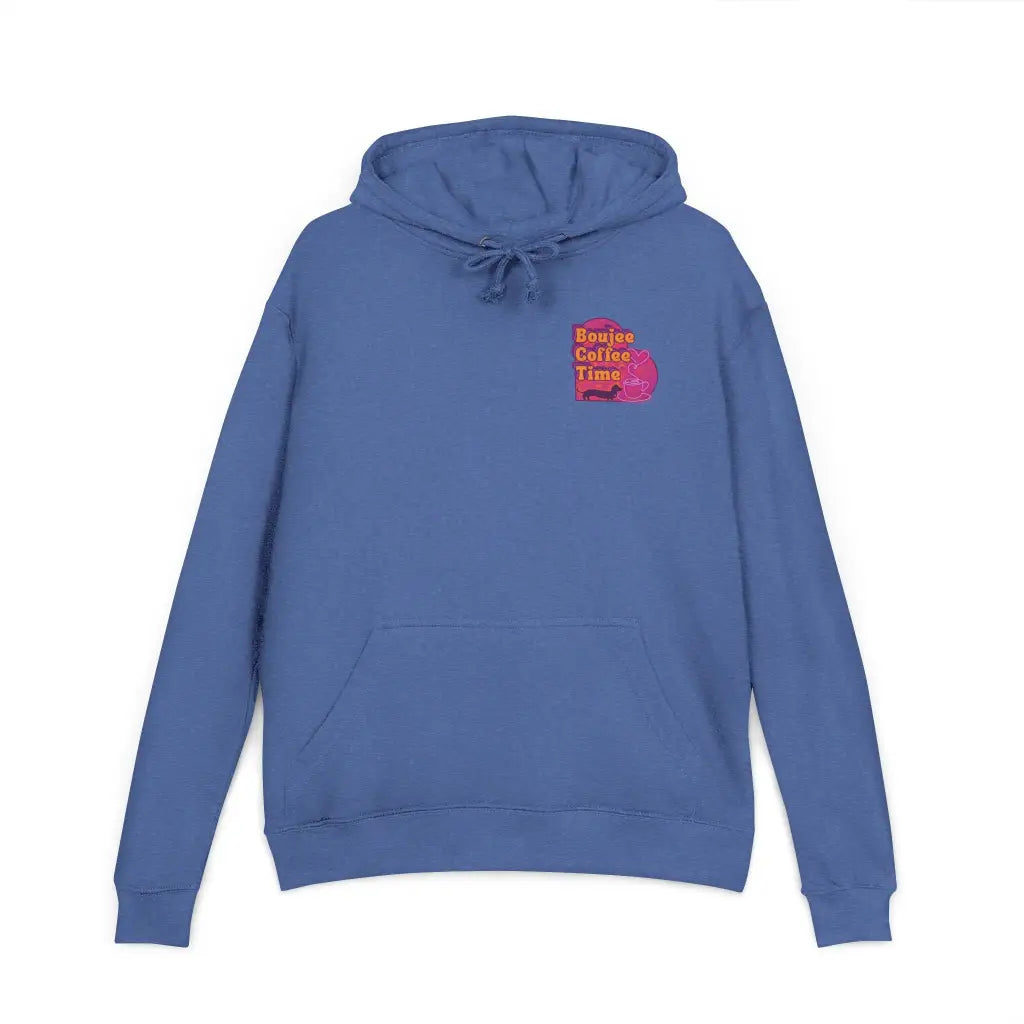 Cozy unisex French terry hoodie with bold coffee graphics. Available in sizes XS to 3XL for every Boujee Coffee lover’s