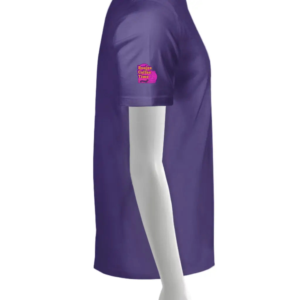 Boujee Coffee Time® Sporty Tee in bold colors moisture wicking fabric and sizes XS to 4XL. Plus size friendly