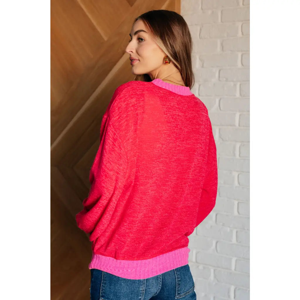 Our Bright as Lights Oversized Pink Pullover is made from lightweight French Terry and an elevated stretchy sweatshirt.