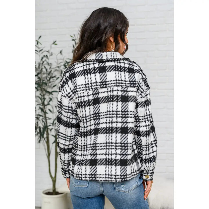 Cate Plaid Shacket in Black & White