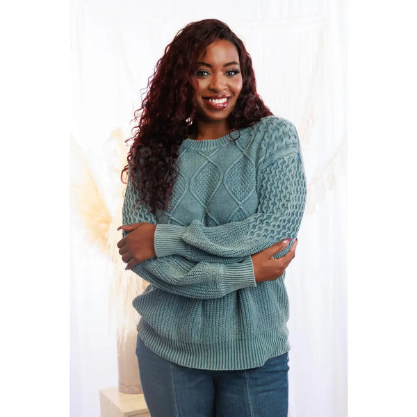 Come Alive Chunky Teal Sweater