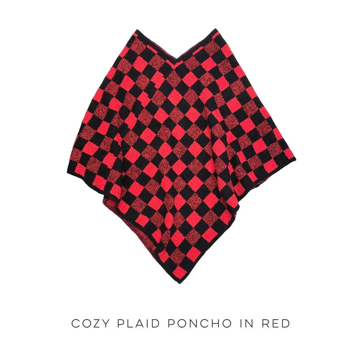 Cozy Poncho in Red Buffalo Plaid - YFW