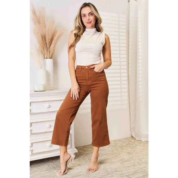 Dreamy Caramel Control Top Judy Blue Cropped Jeans