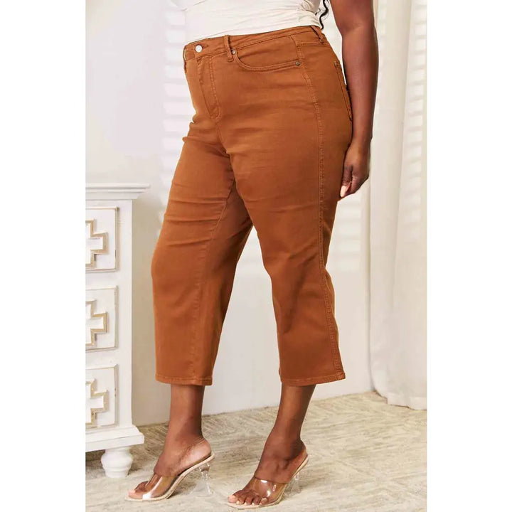 Dreamy Caramel Control Top Judy Blue Cropped Jeans