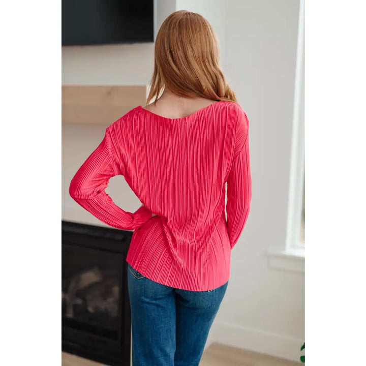 Going Out Hot Pink Plisse Top - Womens