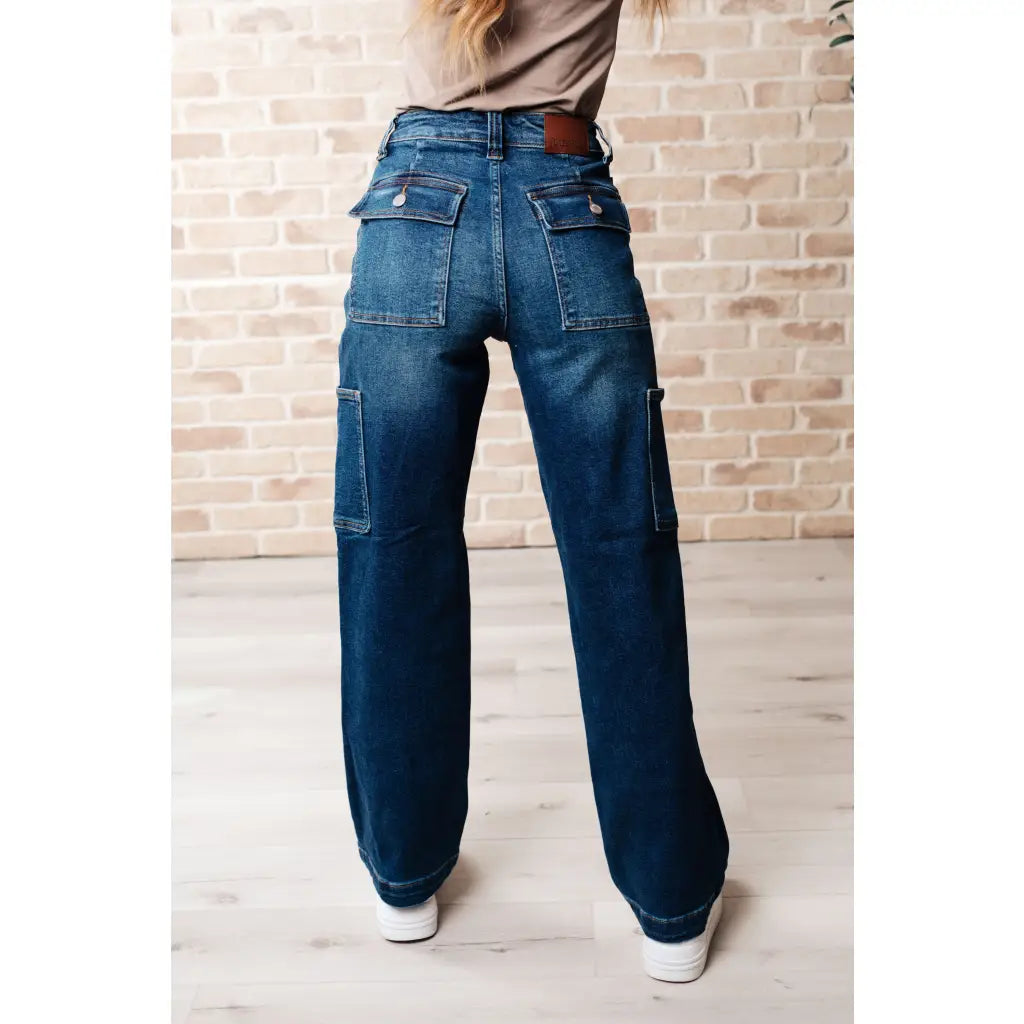 Our Leila Cargo Judy Blue Jeans feature a trendy high rise fit versatile straight cut and cargo pockets. The 4 way