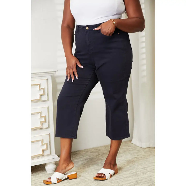 Navy Dreamer Tummy Control Judy Blue Cropped Jeans