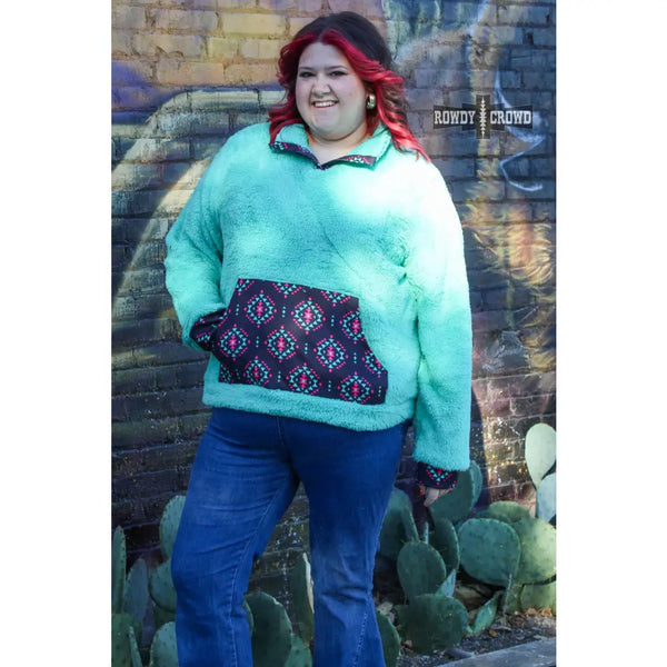 Pagosa Springs Turquoise Sherpa Pullover