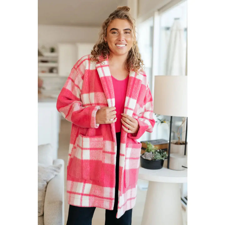 Passion in Pink Plaid Coat - Womens