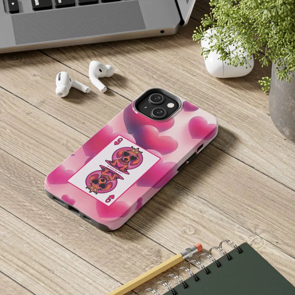 Queen of My Heart Pink Phone Case – Doxie Edition by Sweet Roo Bou™
