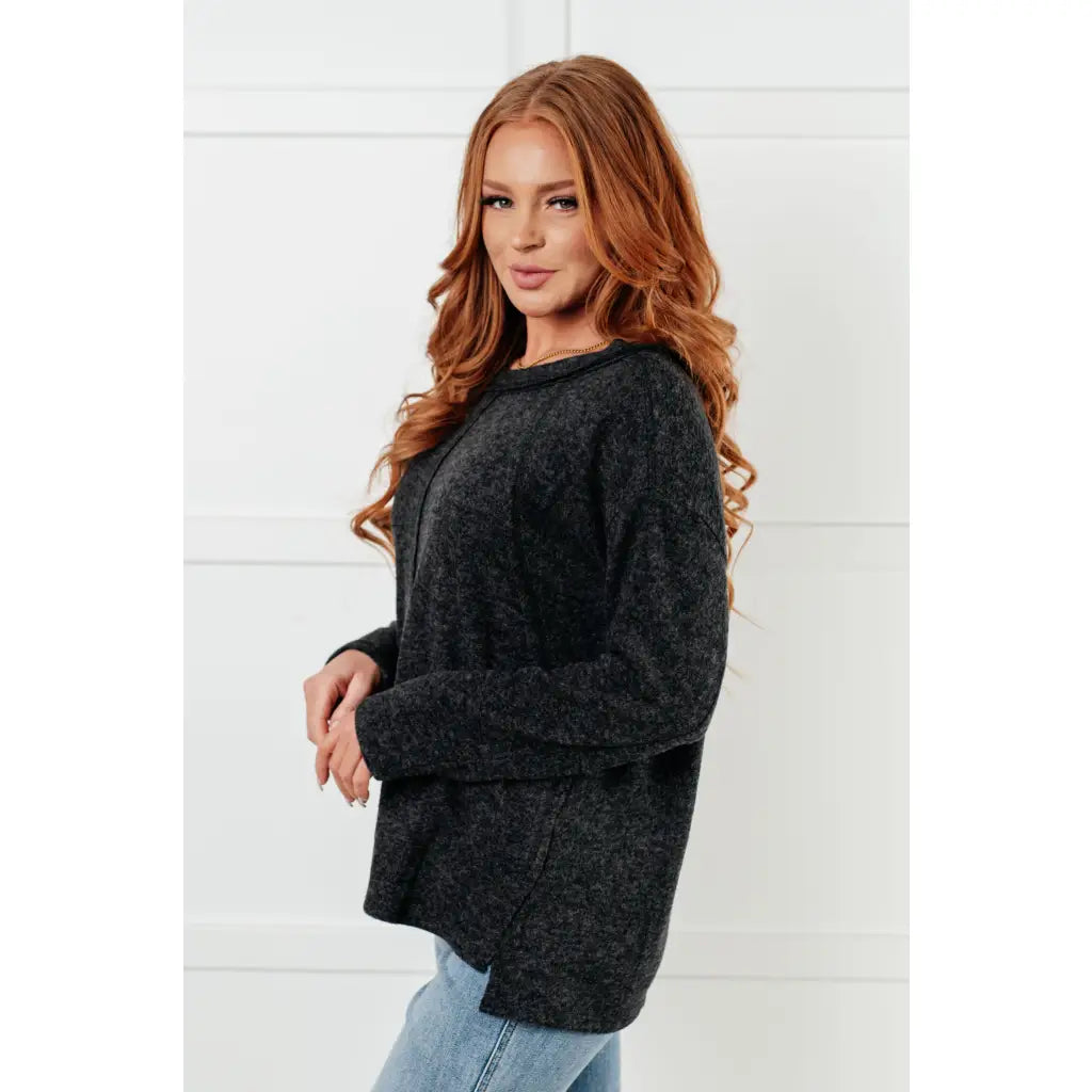 Take on the day in style and comfort with our Simply Soft Sweater Black. Made from luxurious stretchy brushed hacci