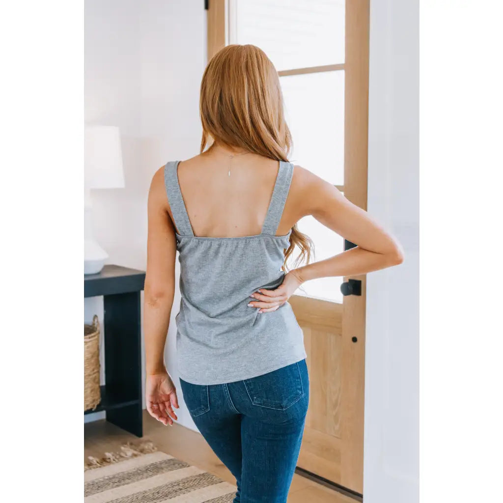 Shop the Such a Sweetheart Ribbed Tank in Grey comes SM to 3XL. Flattering ribbed knit with stretch plus size-friendly