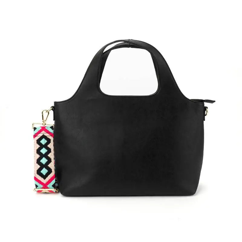 Build your perfect tote. Choose brown or black with interchangeable straps for a stylish functional and timeless