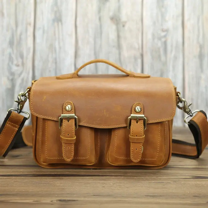 The Faust Crossbody Vintage Leather Camera Bag - Brown