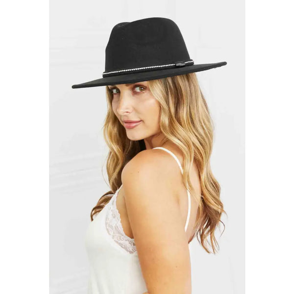 Touch of Bling Black Fedora Hat