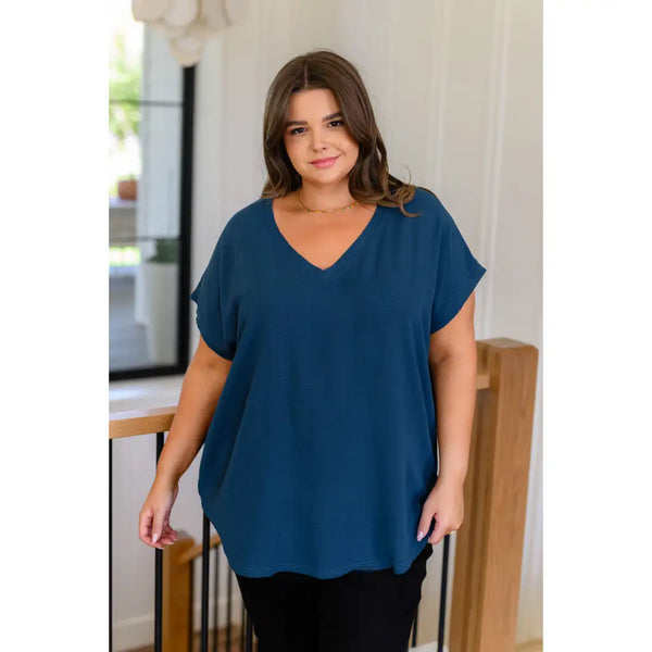 Very Much Needed V-Neck Top in Teal - Womens