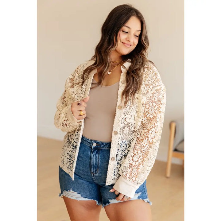 Vintage Vibes Ivory Lace Button Up - Womens