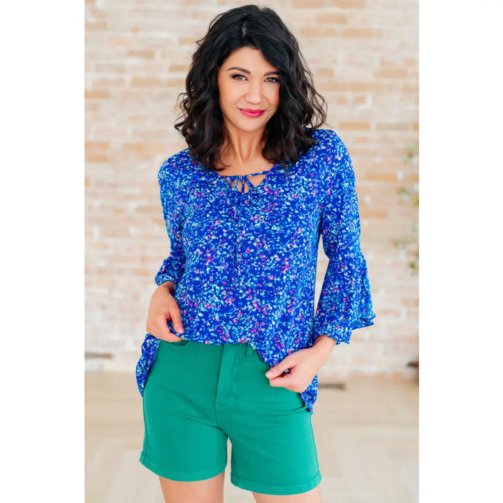 Willow Bell Sleeve Top in Royal - Tops