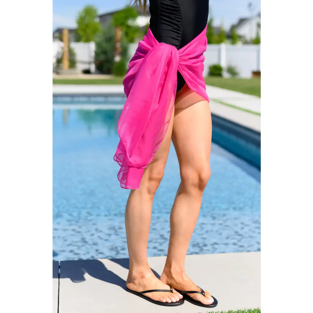 Make a bold statement in this fuchsia swim cover-up. Lightweight chiffon plus size friendly and perfect for versatile