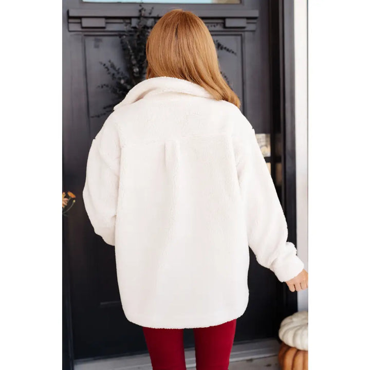 Wrapped in White Sherpa Coat - Womens
