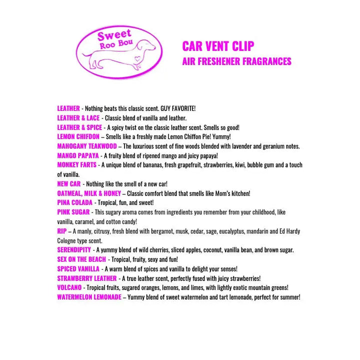Car Vent Clip Air Freshener - Glitter Rose