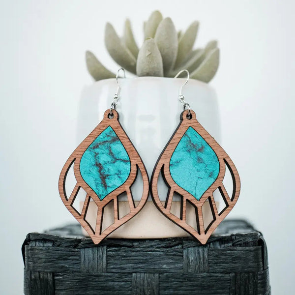 Marbled Turquoise Cutout Dangle Earrings