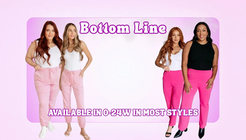 Bottom Line collection at Sweet Roo Bou featuring trendy joggers and boutique magic pants in flattering fits for all beautiful sizes. Orders $75+ ship free.