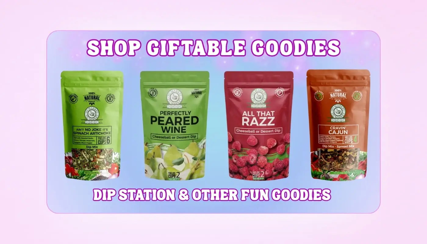 Dip Station collection at Sweet Roo Bou featuring gourmet dip mixes in crowd-pleasing flavors — perfect for snacking, gifting, and entertaining.