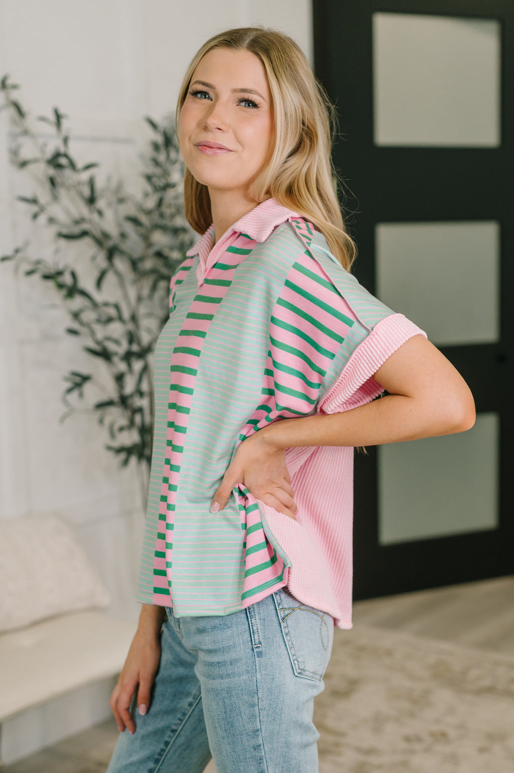 That Cool Pink and Green Striped Top