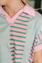 That Cool Pink and Green Striped Top