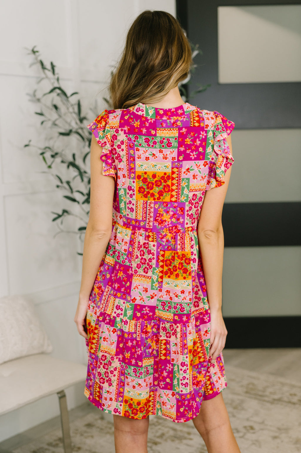 Pretty in Patchwork Pink Floral Dress