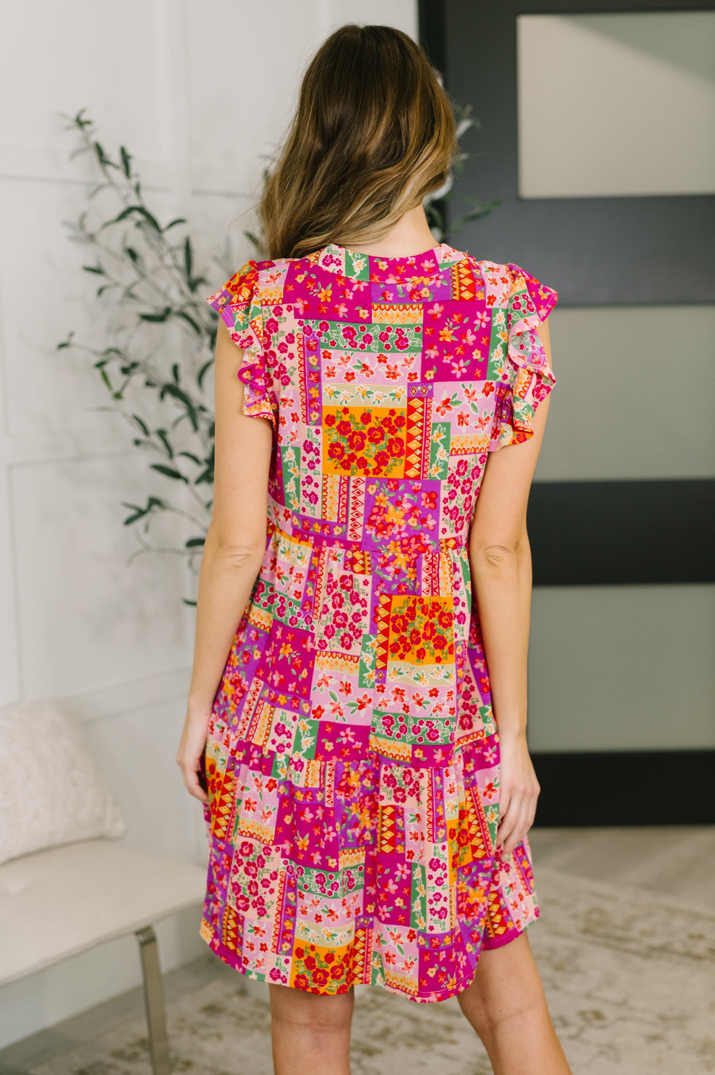 Pretty in Patchwork Pink Floral Dress