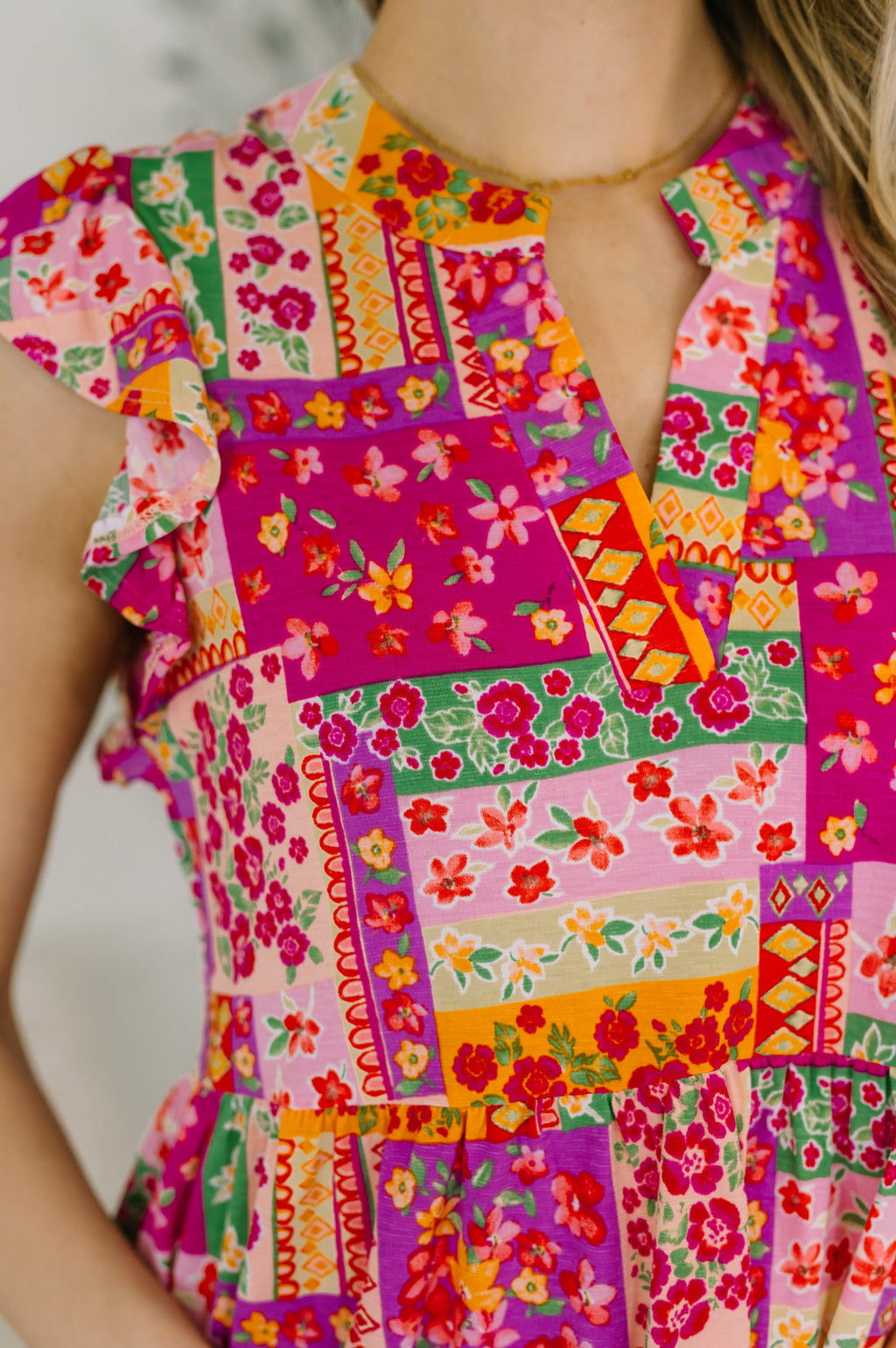 Pretty in Patchwork Pink Floral Dress