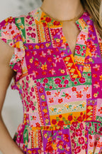 Pretty in Patchwork Pink Floral Dress
