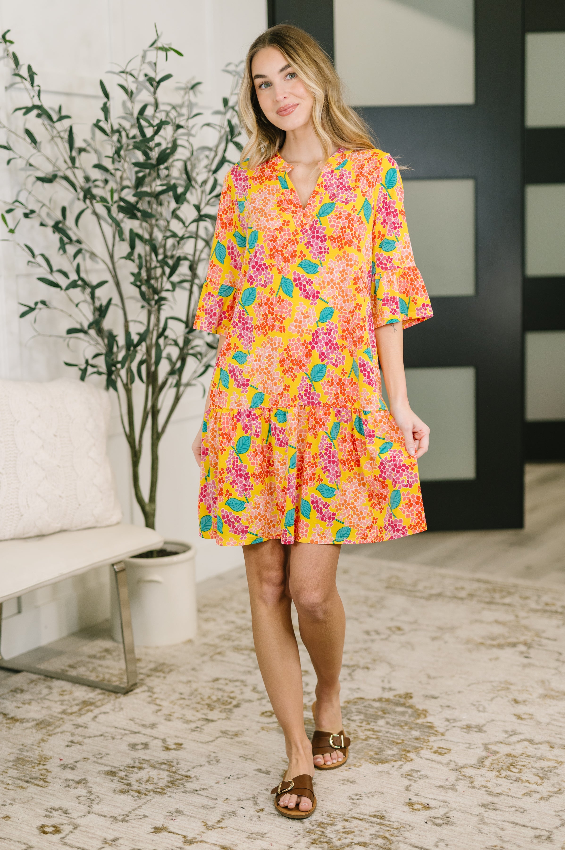 Sunlit Blooms Mini Dress